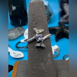 Fragrant Jewels “Little Mermaid” Ring w Lavender Swarovski Crystal, NWT, Sz 7.75